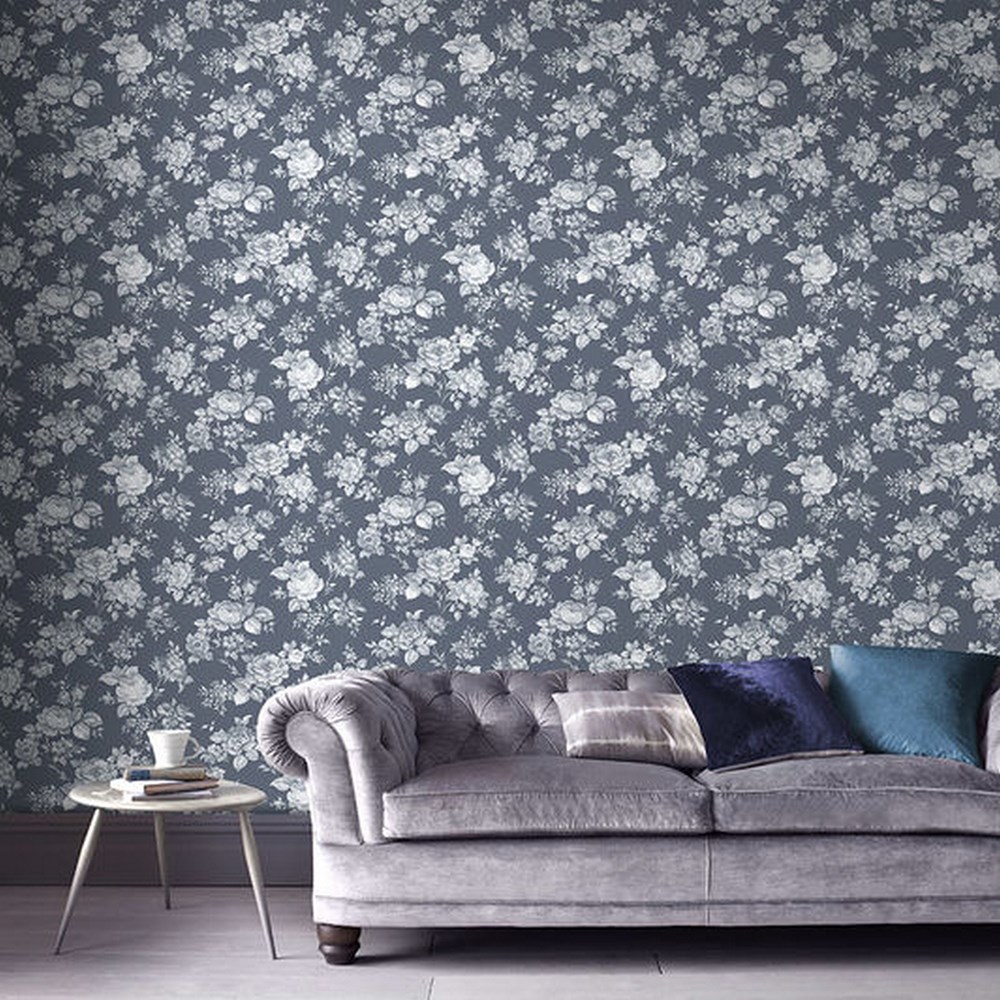 Muse Floral Wallpaper 103507 by Graham & Brown in Bleu Blue